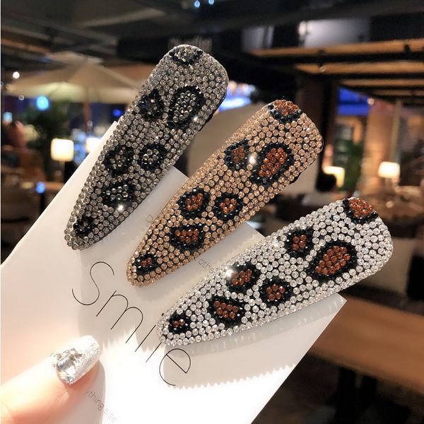 

fashion woman leopard crystal hair clips big duck metal glitter rhinestone hair barrette girl jewelry gift 6 styles kimter-c26fz