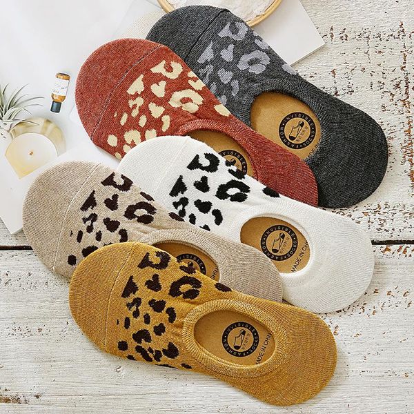 

socks & hosiery women non-slip cool breathable girls thin casual fashion summer leopard boat cotton invisible 2pairs/lot, Black;white