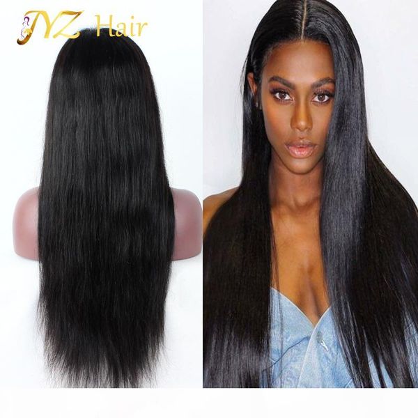 

jyz 130 density brazilian virgin human straight hair full lace wigs glueless human hair front lace wig for black women ing, Black;brown