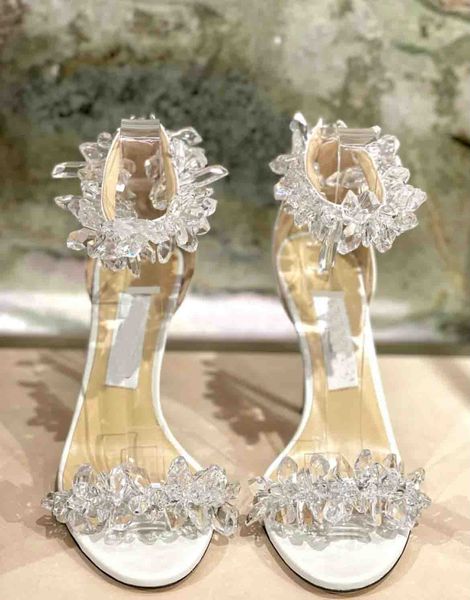 

bridal wedding shoes -- summer brands maisel sandals lxuxry crystal / crystal women high heels exquisite evening lady pumps with box.eu35-43, Black