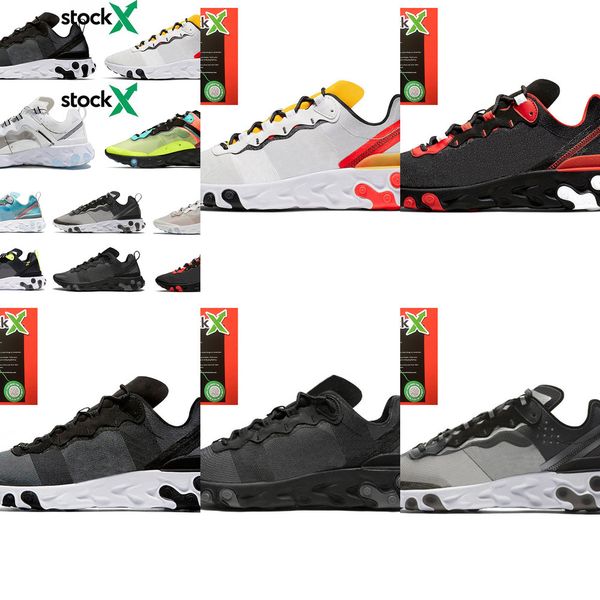 

new brand react element 55 87 undercover x runner sneakers mens womens running shoes triple black white solar red designer trainers, White;red