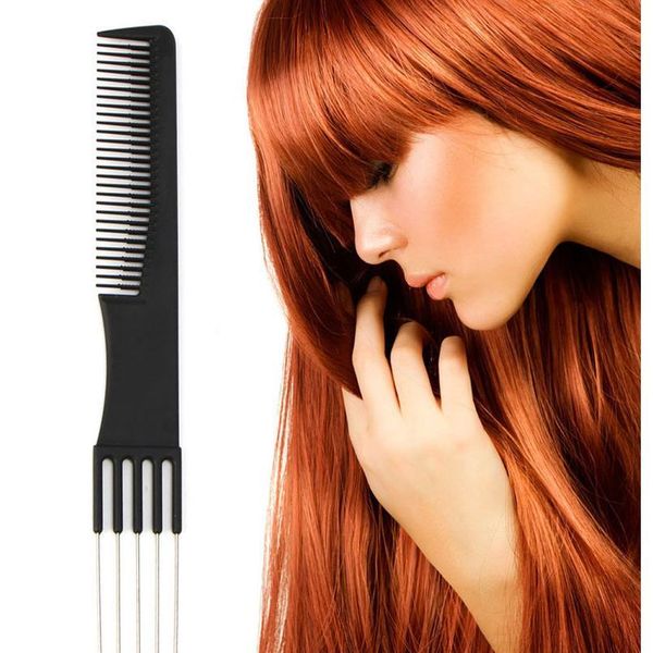

1pc black plastic fine-tooth hairdressing hair style salon anti-static comb 1 wmttjm, Silver