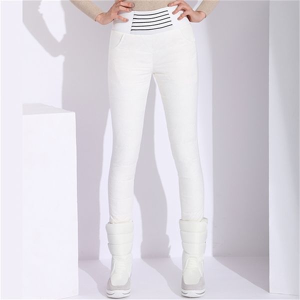 

white tatory female winter pants plus wind-proof size high waist duck down women's warm elastic waistband breeches ymq8, Black;white