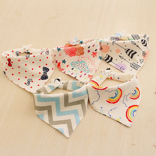 

2020 new product burp cloths with double-sided waterproof baby bib with baby bib with cotton printed baby triangle drool towel