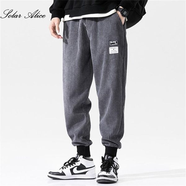 

2020 men's fall/winter new mid-waist corduroy casual pants plus fat plus size loose-fitting harem pants1, Black