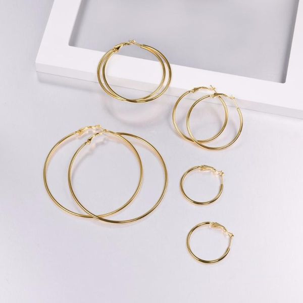 

collare big hoop earrings sets for women 316l stainless steel hoops gold/black color 3 pairs earrings set fashion jewelry e034, Golden;silver