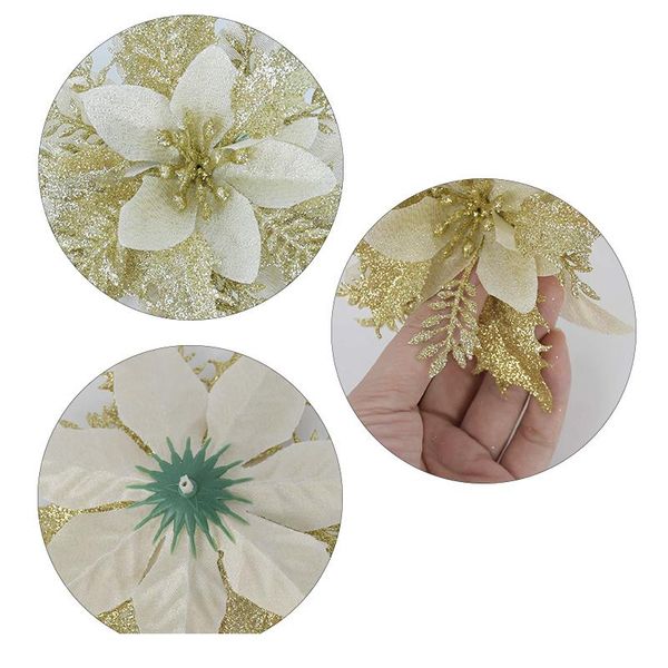 

5pcs artificial christmas flower 14cm faux xmas ornament for christmas tree decorations giltter wedding engagement flow jllcsx