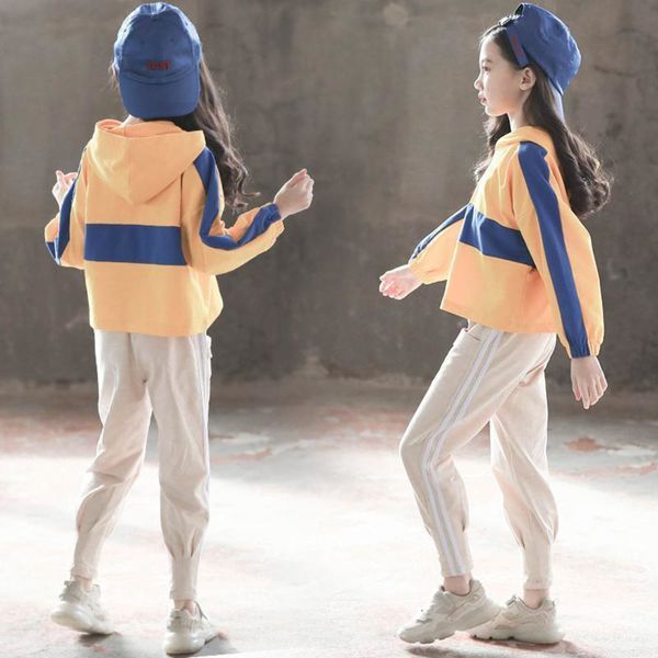 

girls clothes sets autumn spring children's clothing set hooded sweatshirt + pants kids sport suits teenage 6 8 9 10 12 yearsx1019, White