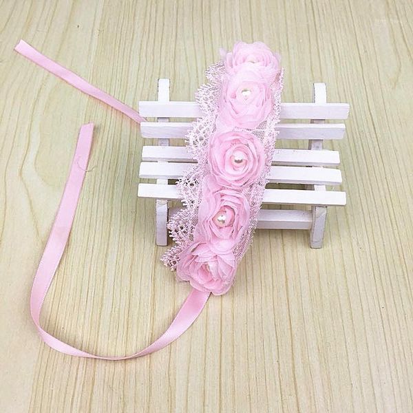

hair accessories camilu exquisite flower bracelet, hand fashion wrist bride bridesmaid pearl rose ribbon wreath, event fl1, Slivery;white