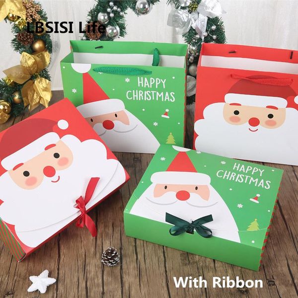 

lbsisi life рождественская подарочная коробка бумаги санта-клаус снеговика конфеты печенье звезды рождественские ручные сумки пакет коробки