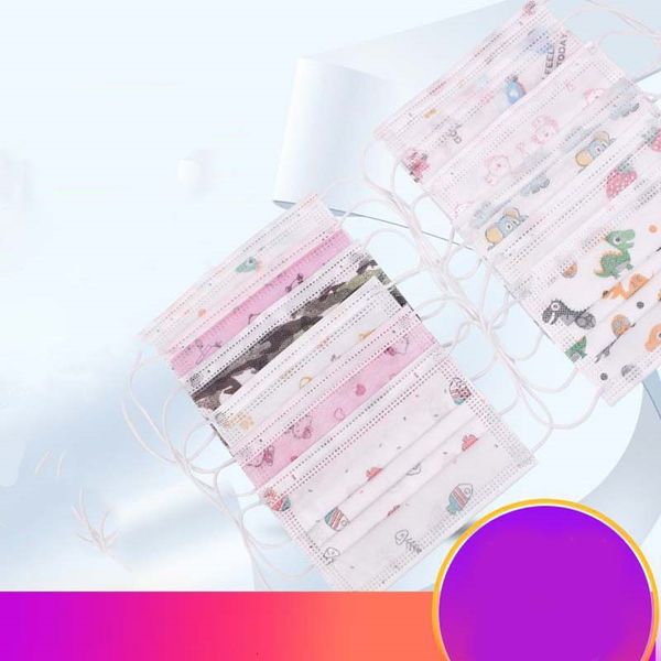 

2020 student kids disposable face mask with elastic ear loop 3 ply breathable for blocking dust air anti-pollution masks designer fashion