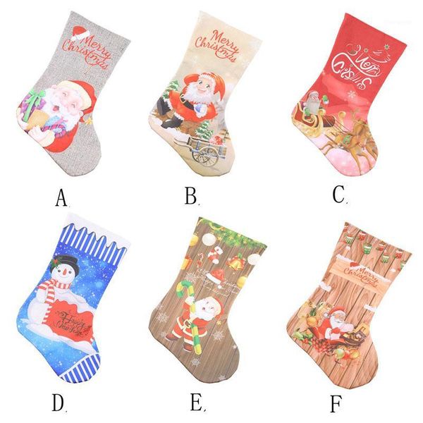 

10 pcs / lot short plush christmas gift bags xmas christmas stockings sock ornaments for tree 2018 winter decorations for home1
