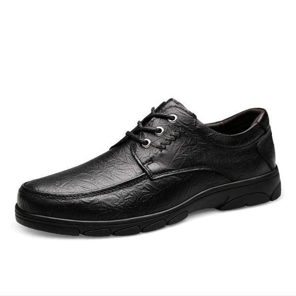 

new arrival bullock design men classic business formal shoes round toe leather men oxford casual shoes, Black