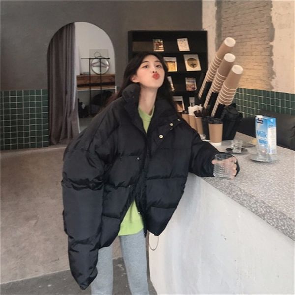 

2021 new thick winter cotton cotton-padded clothes women's fashion simple solid all-match light jacket 35gy, Black