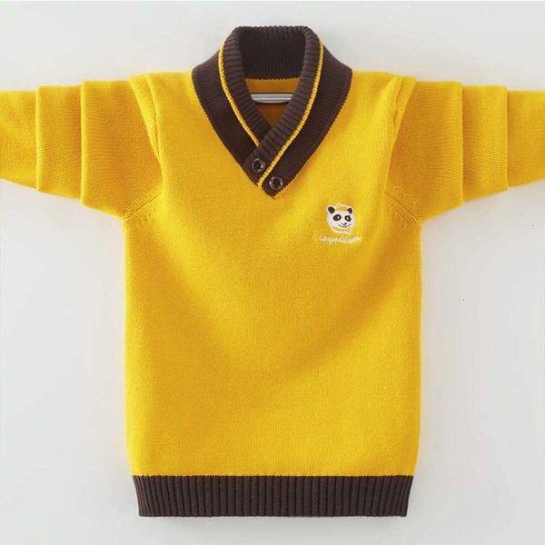 

2020 middle boys' new foreign sweater school pullover children's autumn and winter chine sle t-shirt with cashmere thread, Blue
