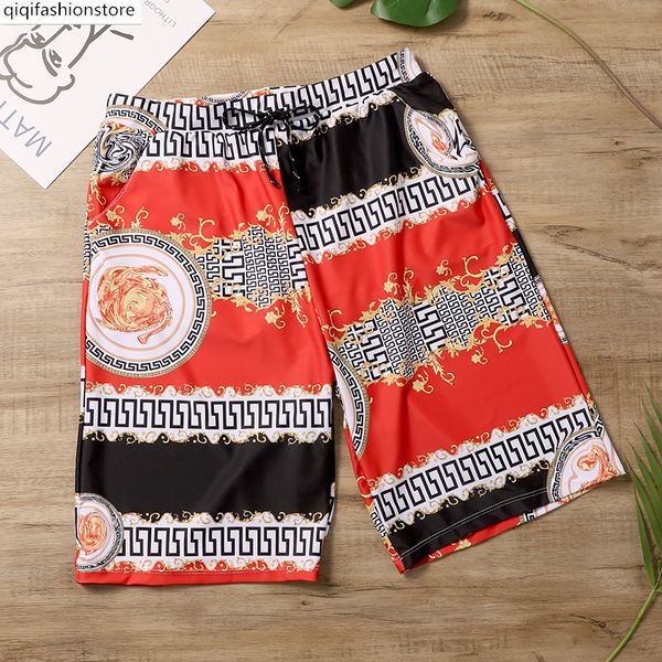

new fashion brand five point loose and versatile court printed fan family holiday beach pants for men