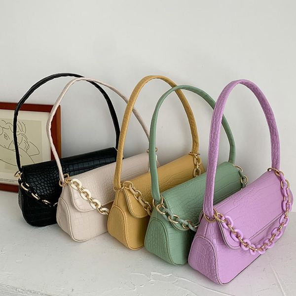 

1pcs female travel tote fashion crocodile pattern bags mini pu leather shoulder bags for women chain designer luxury handbag