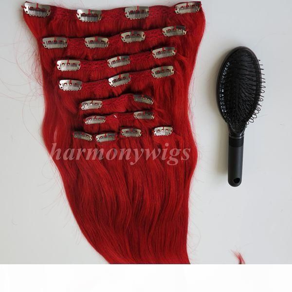 

160g 10pcs 1set clip in on hair extension red color brazilian indian remy human hair  22inch, Black;brown