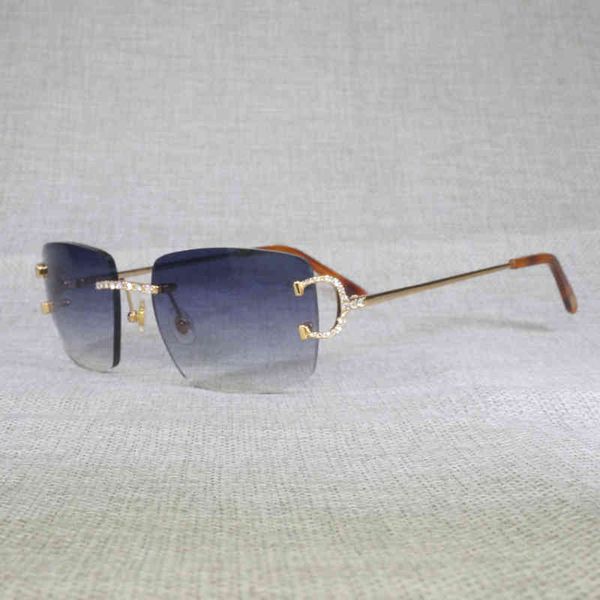 

2022 factory wholesale luxury street wire random oval sunglasses men stone metals frame square shades for women summer club oculos glasses s, White;black
