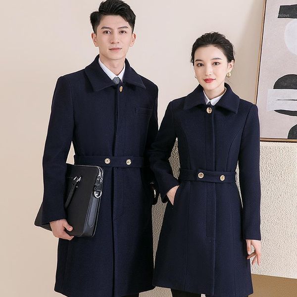 

winter occupation thickened woolen coat sales department tooling front desk property customer service winter clothes1, Black