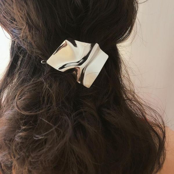 

1pc mirror geometric hair clips for women exaggerated gold color metal irregular hairpins simple barrette hair jewelry, Golden;silver