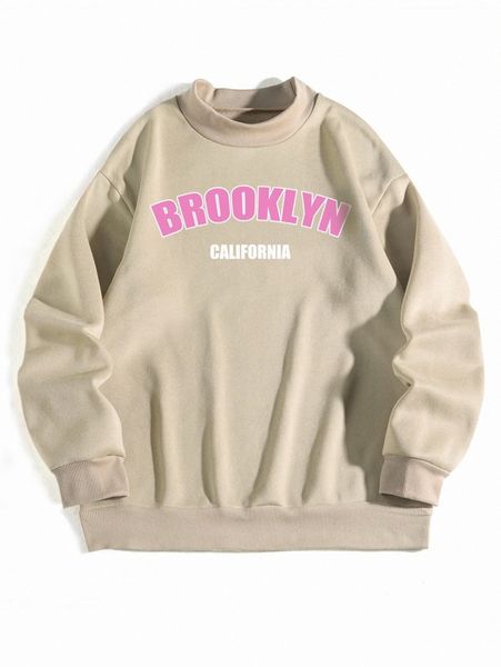 

letter print drop shoulder thermal lined sweatshirt l69i#, White;black