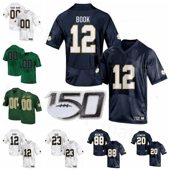 

ncaa notre dame fighting irish college football 12 ian book jersey 23 kyren williams 25 chris tyree 20 cbo flemister 88 javon mckinley, Black