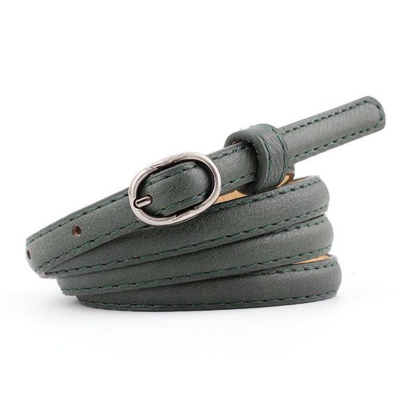 

ashionable casual black metal buckle belt for women leather thin belts adjustable designer dresses accessorie female belts, Black;brown