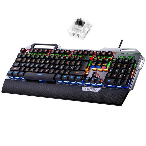 

104keys usb 7 color rgb aluminum alloy esports gaming keyboard with mobile phone stand volume adjustment knob