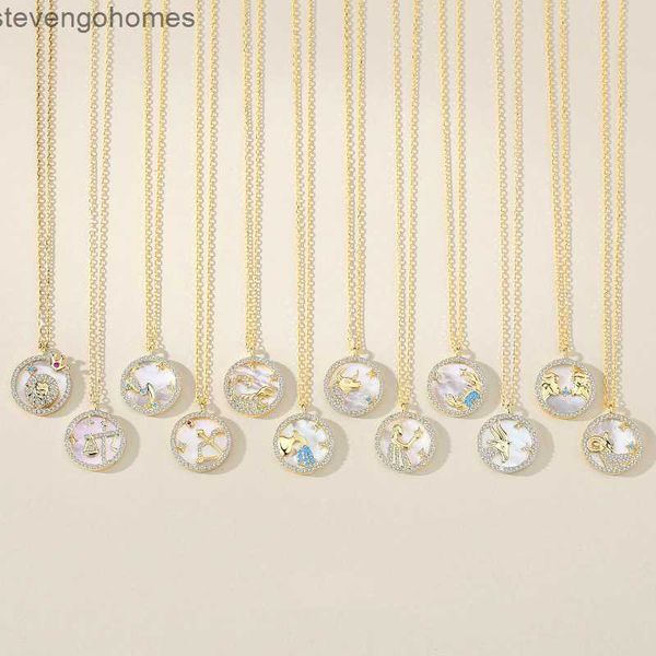 

s925 sterling silver 12 constellations necklace white new fritillaria pendant
