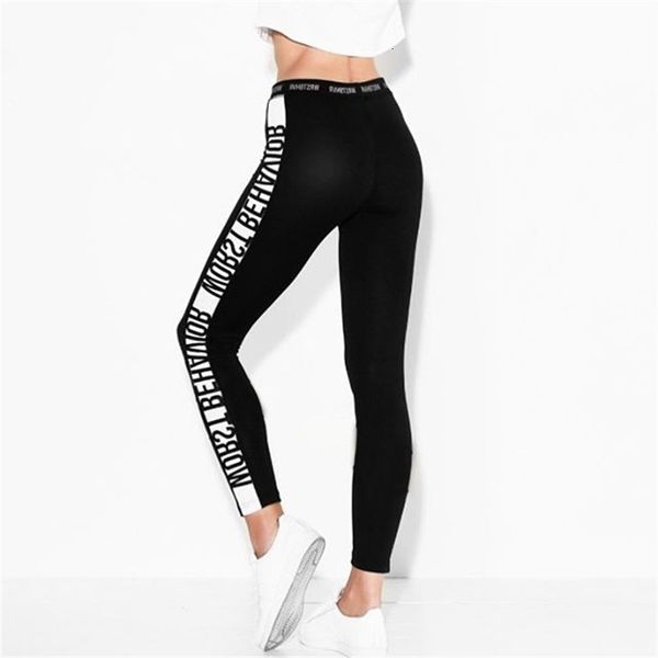 

letter leggings, breathable quick drying sports pants, slim and hip lifting yoga pants, Black