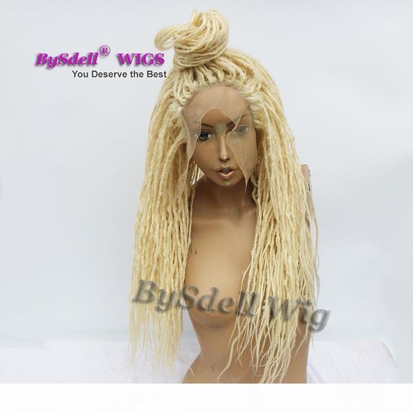 

synthetic blonde color dreadlock braided lace front wig box braiding hair dirty dreadlock braid lace front wigs for black women