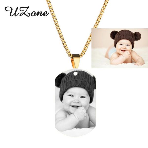 

pendant necklaces uzone stainless steel custom engraved necklace po words for family gift, Silver