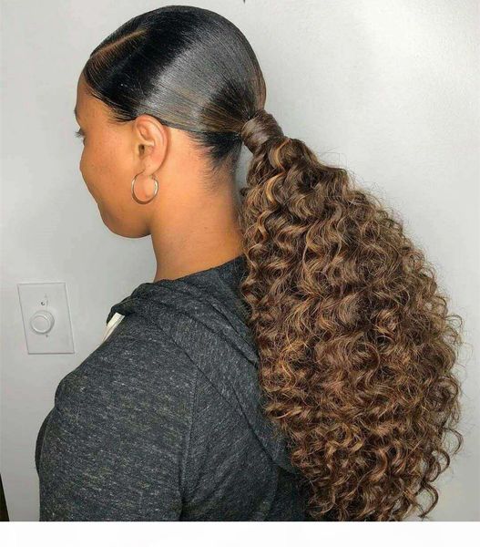 

human hair ponytail european kinky curly hair extensions 140g meddium browm wrap around clip in pony tail remy hair 10-22 inches, Black