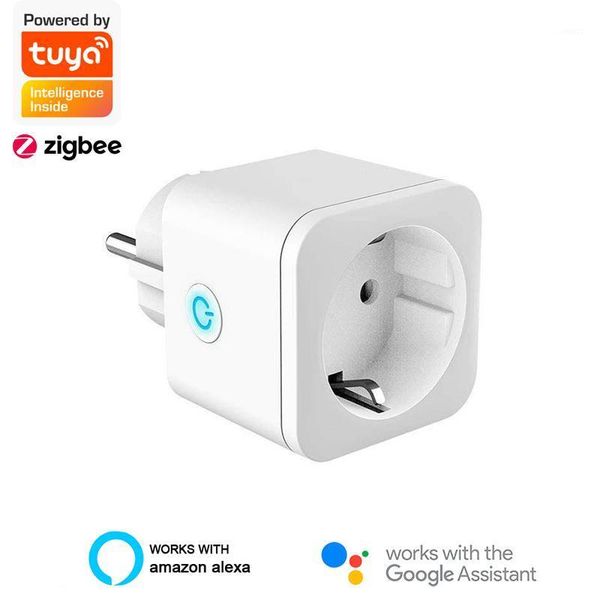 

eu plug tuya zigbee power adapter 220v smart life home automotion app control work with google home alexa voice control 16a1