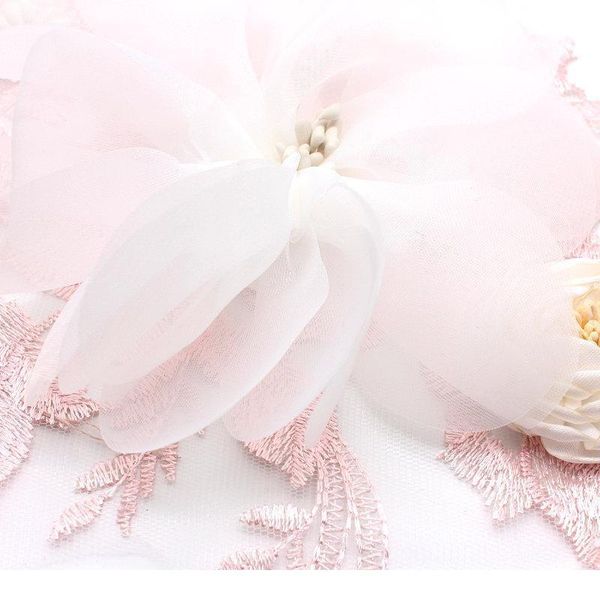 

beautiful pink rhinestone lace applique 3d flowers embroidered lace trim for dress wedding evening dress lace a sqchsz