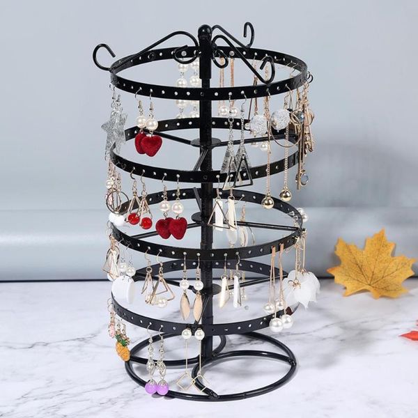 

4 tier round rotating alloy earrings jewelry holder stand organizer display rack earrings holder ear studs jewelry stand, Pink;blue