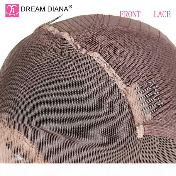 

dreamdiana 100% brazilian hair wigs ombre wavy human hair wig glueless 150 density 13x4 front lace colored human wigs l, Black;brown