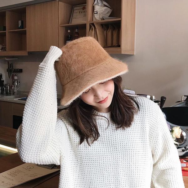 

beanie/skull caps japanese can wear plush basin cap on both sides. women's autumn and winter fashion fisherman's hat. warm thick h, Blue;gray