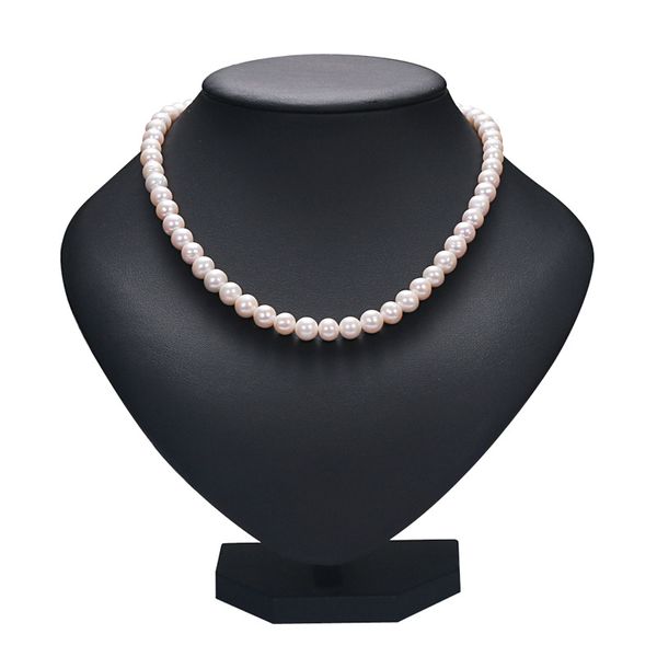 Collana di perle d'acqua dolce bianca di design classico 8 mm con ciondolo a forma di cuore con pietre preziose per regalo da donna