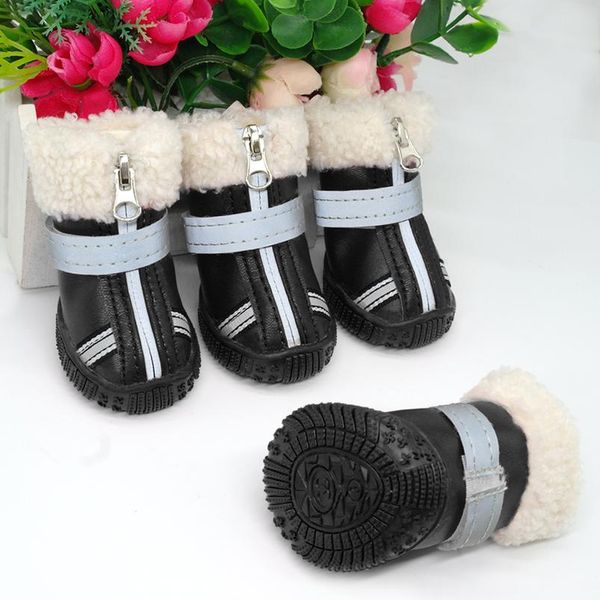

warm pet dog shoes winter waterproof pet dog boots shoe rain snow booties reflective nonslip footwear for small la wmtlot