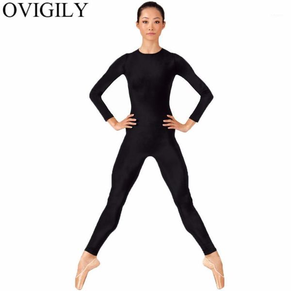 

ovigily womens full body dance unitard adults black crew neck long sleeve gymnastics unitards jumpsuits sports wear skin tights1, Black;red