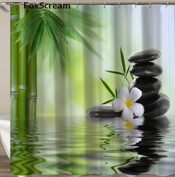 

shower curtains zen curtain fabric 3d bathroom hooks waterproof water repellent1