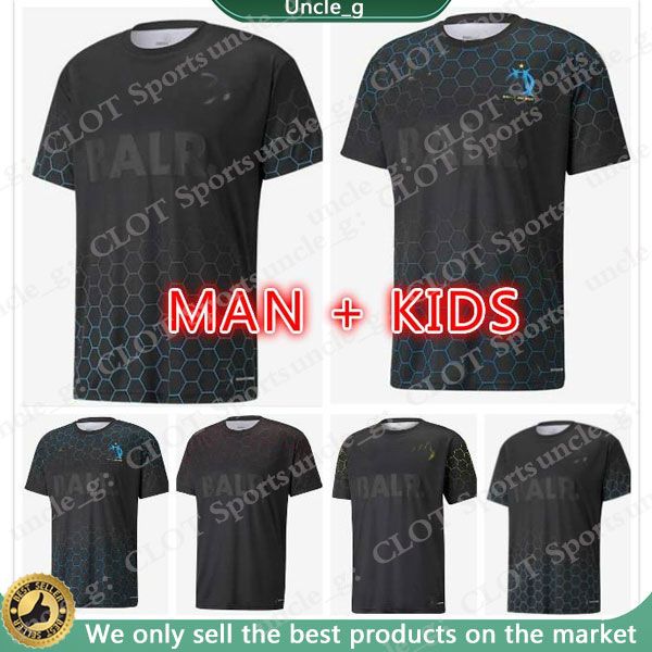 

man kids kit 20 21 special joint man edition balr soccer jerseys city football shirts ac milan marseille men uniforms, Black;yellow