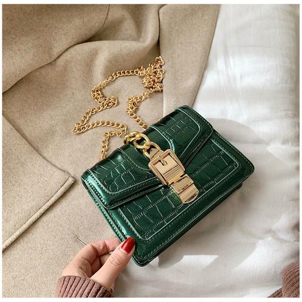 

women handbag 2020 new vintage chain crocodile pattern crossbody messenger bag fashion square shoulder bag