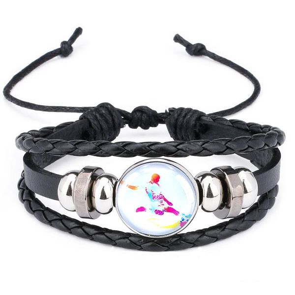 

2020 new football sport charm bracelet for football fans adjustable size leather bracelet for men jewelry b18119, Golden;silver