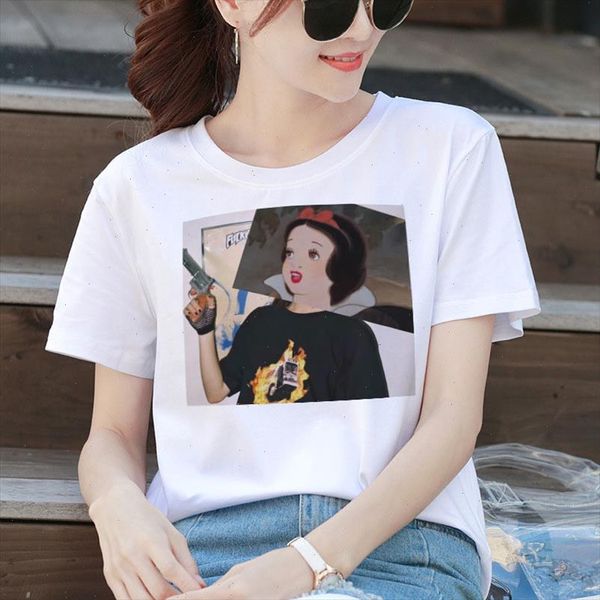 

czccwd women clothes 2021 summer fashion thin section t shirt harajuku princess funny printed tshirt leisure humor t shirt, White