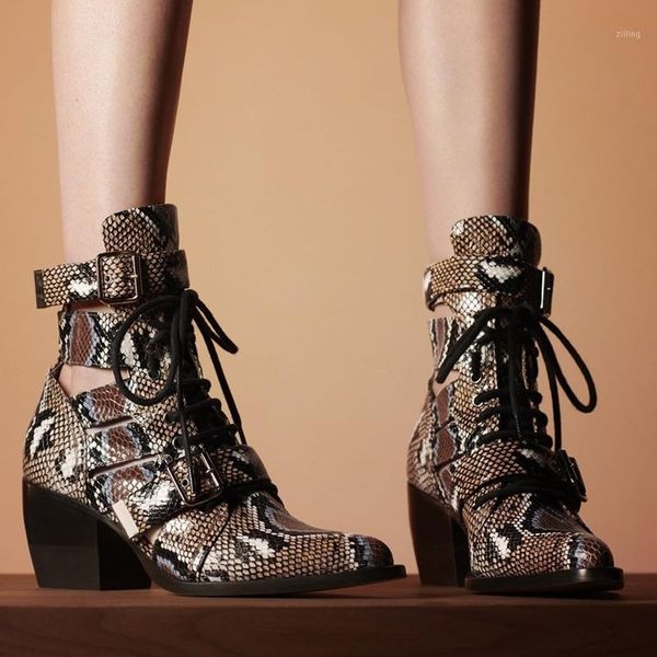 

boots cut out ankle for women genuine leather 2 buckles full grain gladiator shoes woman1, Black