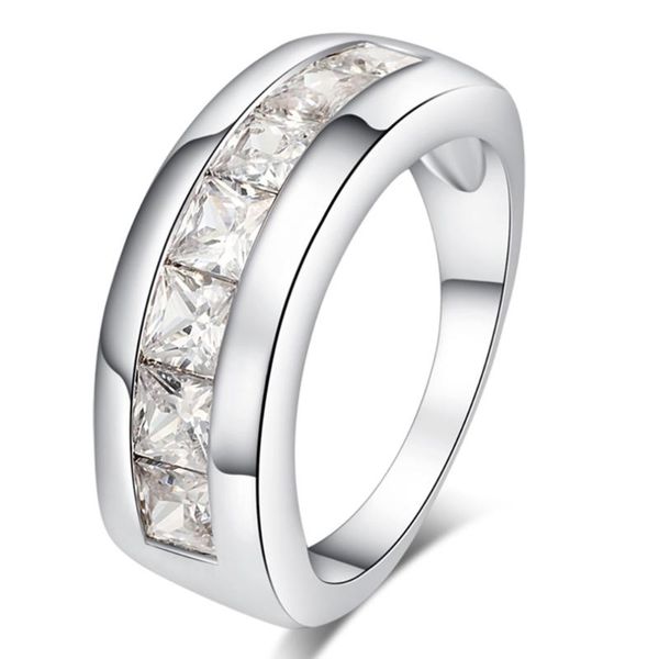 

wedding ring for women man concise classical white cubic zirconia silver color fashion jewelry ring wedding engagement top, Slivery;golden