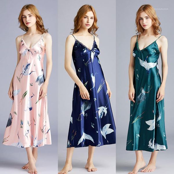 

women's sleepwear long sleep dress satin rayon solid nightie nightgown women nightdress intemate lingerie nightwear bath gown1, Black;red